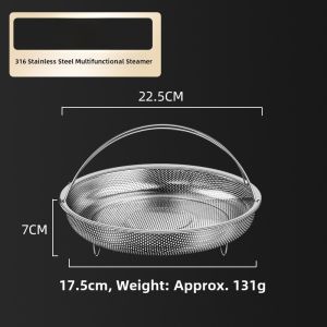 316 Stainless Steel Dense Hole Drain Basket Vegetable Washing Basket Steamer Rack Rice Soup Separation for Electric Rice Cooker