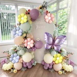 Bộ Dụng Cụ Trang Trí Cổng Bóng Hình Bướm Pastel 137 Món Hoa Oải Hương Hoa Cúc Dành Cho Tiệc Chào Đón Em Bé Tiệc Vườn Trang Trí Sinh Nhật