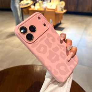 AO.HU | Pink Leopard Pattern Liquid Silicone High-End New Full Protection Case