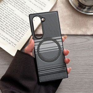 Business Carbon Fiber Texture Case For Samsung Galaxy Z Fold 8Ultra 8 7 6 5 4 3 For Magsafe Magnetic Charging Slim Protect Cover