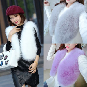 Women Autumn Winter Warm Thicken Faux Fox Fur Vest Fashion Solid Soft Plush Sleeveless Outerwear Ladies Short V-neck Waistcoat