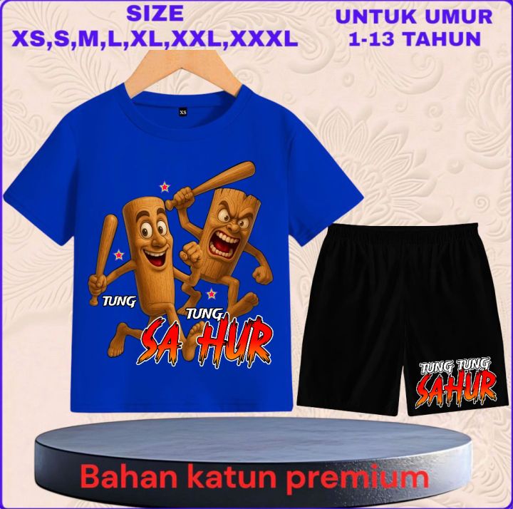 baju setelan anak tung tung sahur / sahur tung tung terbaru 1-13 tahun