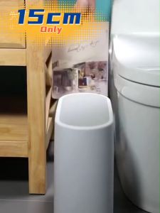ECOCO 10L Trash Can with Cover for Narrow Space Large Capacity Press Open Double-layer Garbage Bin For Kitchen Bathroom