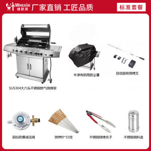 Stainless Steel Large Barbecue Stove Liquefied Gas Natural Gas Commercial Barbecue Grill Villa Family Outdoor Charcoal Satay