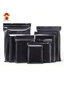 100 Pcs Black PE Zipper Bags Odor-Proof Airtight Bags for Food Storage Jewelry Gift Packaging Valentine Party Favors