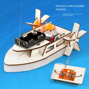 Science experiment diy remote control paddle ship model science and technology small production steam childrens manual piecing physical materials