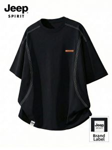 JEEP SPIRIT | Stylish Threaded Design Cotton T-Shirt Mens Easy Pairing Top