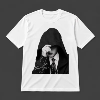 Bandai | 2026 World Tour Merchandise BTS K POP Idol Portrait Print T Shirt Unisex Casual Tee with BTS Signature Graphic