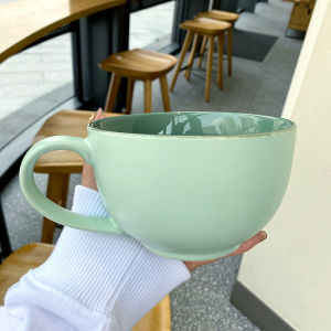 Cute Ceramic Large Capacity Breakfast Cup Milk Oats Coffee Mug with Handle Home Anti-Scalding Mugs Nordic Style White Color