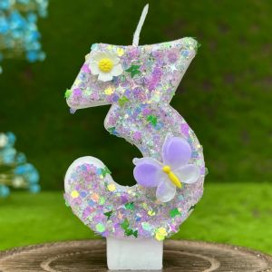 1pc Purple Butterfly Birthday Candle Coloful Butterfly Number 1 Candle Cake Topper Decoration Birthday Party Home DIY Decoration