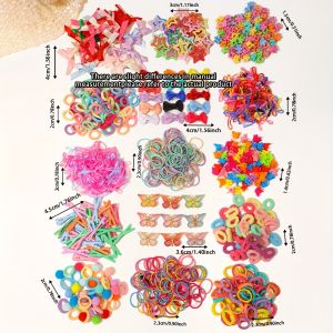 930 Pieces of Butterfly Hairpins for Girls Sweet Hair Ties Rubber Bands and Bows Suitable for Daily Street Parties