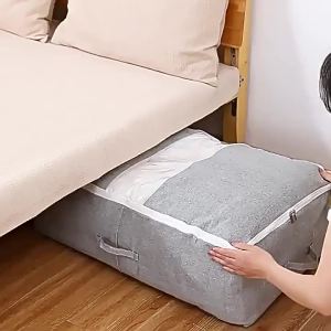 Túi Đựng Đồ Dưới Gầm Giường Cỡ Lớn 1 Cái Màu Xám Có Thể Gấp Gọn Có Khóa Kéo Dùng Để Đựng Quần Áo Giải Pháp Lưu Trữ Cho Phòng Ngủ