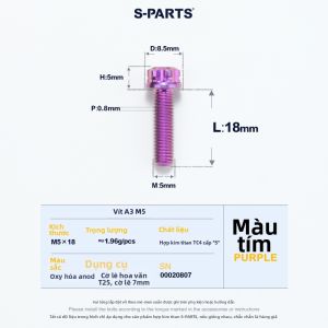 s-parts | Ốc Tiêu Chuẩn A3 Hợp Kim Titan M5*6