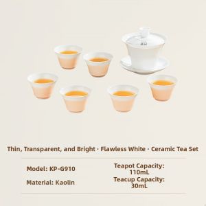Thin-walled White Porcelain Tea Set for Brewing