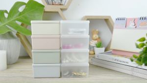 UDEE Multi Purpose Box Pack 4: กล่องพลาสติกอเนกประสงค์ 4 ชิ้น ซ้อนได้ ฝาครอบไม่ล็อค