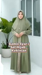 Kanaya Dress Gamis Wanita Dewasa Muslim Terbaru 2025 Lebaran // Gamis Motif Salur Bordir