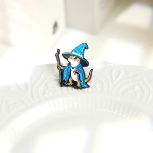 Punk Gothic Blue Lizard Wizard Enamel Brooch Pin Funny Lapel Badge Jewelry for Backpack & Clothes Decoration Gifts