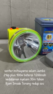Mitsuyama Senter Kepala Selam JUMBO MS216P PLUS 100W Cahaya Putih IP68 Tahan Air 7200mAh