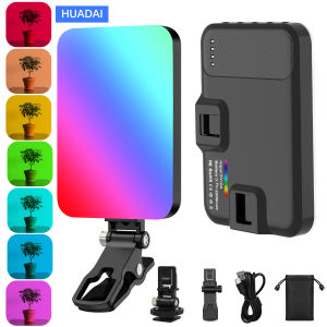 ไฟวิดีโอ HUADAI RGB 360 ° ไฟเซลฟี่สีเต็มรูปแบบ LED กล้องแสง CRI 97 +/20 โหมดฉาก/การถ่ายภาพแบบพกพาแบบชาร์จไฟได้