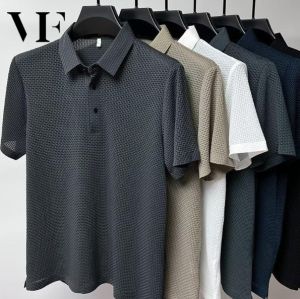 VFASION แขนสั้น poloเสื้อโปโล ผ้าเรยอน ผ้าตาข่าย ระบายอากาศ ระดับไฮเอนด์ แฟชั่นฤดูร้อน M-5XL 5 สี
