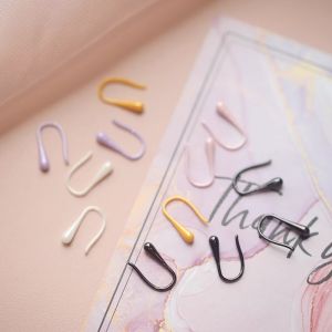 Colorful Ceramic Ear Cuffs Sleep Friendly U-Shaped Waterdrop Earrings Minimalist Design Perforated Ear Studs Fashion Jewelry