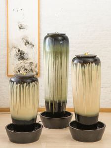 Modern Minimalist Ceramic Waterfall Ornaments Office Opening Gifts Decorative Circular Ceramic Fountain Practical Home Decor