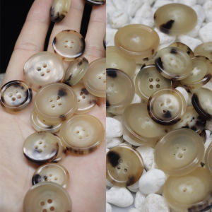 กระดุมหนังวัวสีเหลืองทรงกลมธรรมชาติ กระดุมเสื้อโค้ทผ้าขนสัตว์ระดับไฮเอนด์ กระดุมเสื้อแจ็คเก็ต กระดุมเสื้อสเวตเตอร์ถักผ้าฝ้ายลินิน