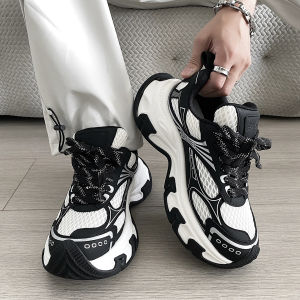 Elevated Mens Shoes Silver Sporty Versatile Casual White Sneakers Summer Breathable 2025 New Model Dad Shoes Trendy Youth Style