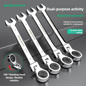 BAOLIAN 72-tooth Ratchet Combination Wrench - Plum Open End Wrench 180° Rotation CR-V Steel Professional Maintenance Tool