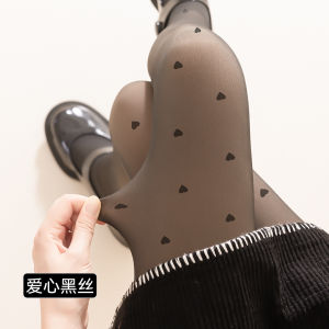 Fleece-lined Polka Dot Black Silk Stockings Black See-through Superb Fleshcolor Pantynose Female Fall and Winter Sheer Tights Leggings Thickened Black Opaque Tights