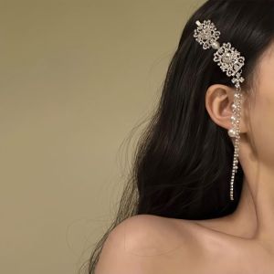 Original Design Silver Tassel Hair Accessories Full of Pearls Luxury High End Hairpins for Women Elegant Fashion Jewelry