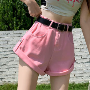 QIAOMIDUO | กางเกงขาสั้นผ้ายีนส์สีขาวสำหรับผู้หญิงในช่วงฤดูร้อนปี 2024 กางเกงขายาวทรงหลวมเอวสูง ทรงหลวม สไตล์หวานและเผ็ดร้อน