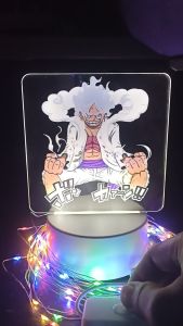 Onepiece Gear 5 LED Acrylic Table Lamp Bases 3D Illusion Night Light 3 Colors light mode