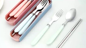 3PCS Set Portable Cutlery SetStainless Steel ChopsticksSpoonAnd Fork For Office WorkersTravelAnd Students