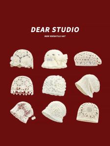 Mũ Len Dệt Kim Mỏng Kiểu Nhật Bản Thủ Công Cho Nữ Mùa Xuân Thu Mũ Lưỡi Trai Cổ Điển Nghệ Thuật Mũ Quàng Đầu Mũ Lưỡi Trai