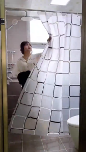 ม่านห้องน้ำ  ผ้าม่านกันน้ำ PEVA  ม่านพลาสติก 150*180/200*200CM มี3ลายให้เลือก