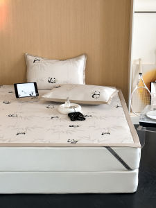 Cute Panda Ice Silk Cooling Mat Three-Piece Set Student Dormitory Lovely Air Conditioning Bedding 1.8m Foldable Summer Coolness