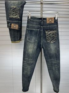 American Retro Mens Jeans Loose Casual Style Nine Points Pants Harlan Casual Pants Breathable Cotton Denim mid Waist Zipper