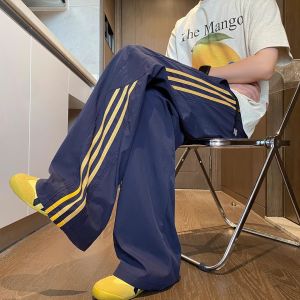 Quần Thể Thao American Stripes Nhanh Khô Cho Nữ 2025 Mùa Hè Mỏng Rộng Rãi Ống Đứng Quần Ống Rộng Bằng Lụa Băng