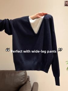 Fake Two-piece Loose Casual Soft Sweater