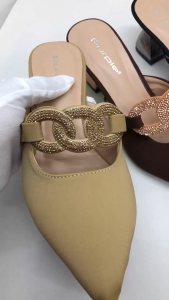 Sepatu Pesta Wanita Model Chanel Elegan Bahan Import Hak 5cm
