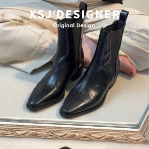 LIQIXIEFANG | Genuine Leather Coarse Heel Long Shaft Boots