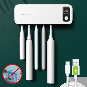 2023 new UV toothbrush disinfector USB rechargeable fast drying wall-mounted toothbrush holder with LED display suitable for bathroom