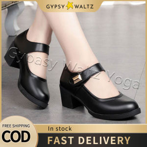 Gypasy【Fast Shipping】New Elegant Women Mary Jane Heels Soft Leather High Heel Mules with Buckle Closure - Sizes 35-40