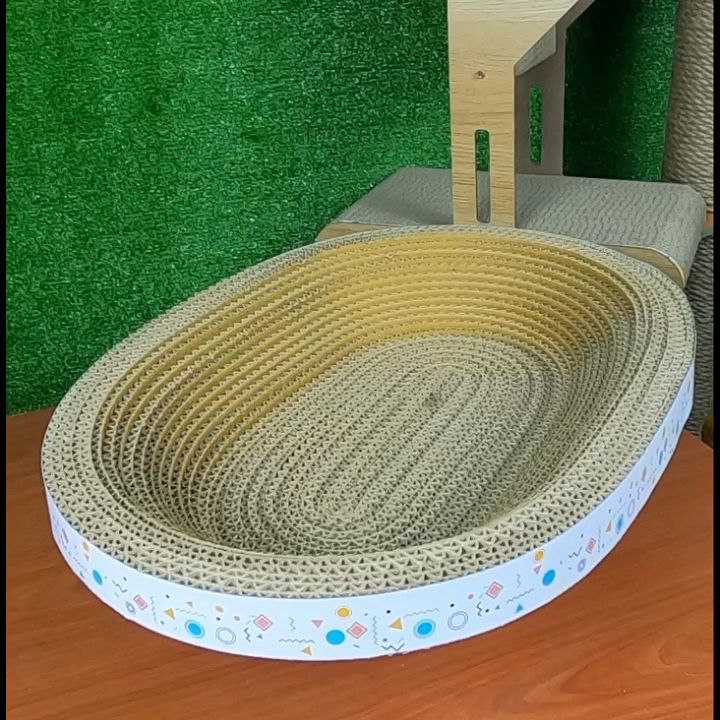 Bàn Cào Móng Mèo Hình Elip Nhân Tạo Cho Mèo Nằm Chơi & Tặng Cỏ Catnip ...