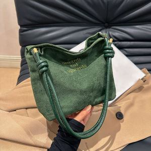 Suede Handbag Casual Rope Buckle Design Multicolor Shoulder Bag Adjustable Straps Tote Crossbody Bucket Bag