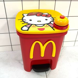 Hellokitty Kitty Cat McDonalds Cartoon Trash Can for Living Room Bedroom High Aesthetic Value Pedal Open Cover Plastic Square Foot