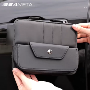 SEAMETAL Car Sun Visor Organizer Multi-Purpose Storage Bag PU Leather Car Sun Visor Card Pen Glasses Clip Organizer Holder 汽车遮阳板卡片夹