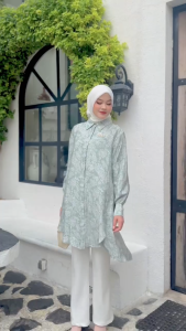 MDLY Baju Kemeja Atasan Wanita/Tunic Motif Printing/Tunic Kekinian Elegan/Bria Tunic by MDLY