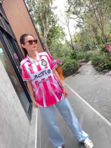 คอลเล็คชั่นใหม่ 2025 เสื้อกีฬาพิมพ์ลายคอปกพรีเมี่ยม สีน้ำเงิน สีชมพู แบรนด์ Active Sportwear